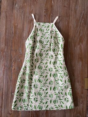 NWT Green Crochet Lace Overlay Halter Dress size 4